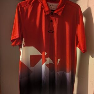 Oakley Men's Red and Black Gradient Polo Shirt